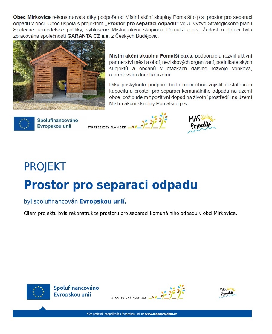 Prostor pro separaci odpadu!